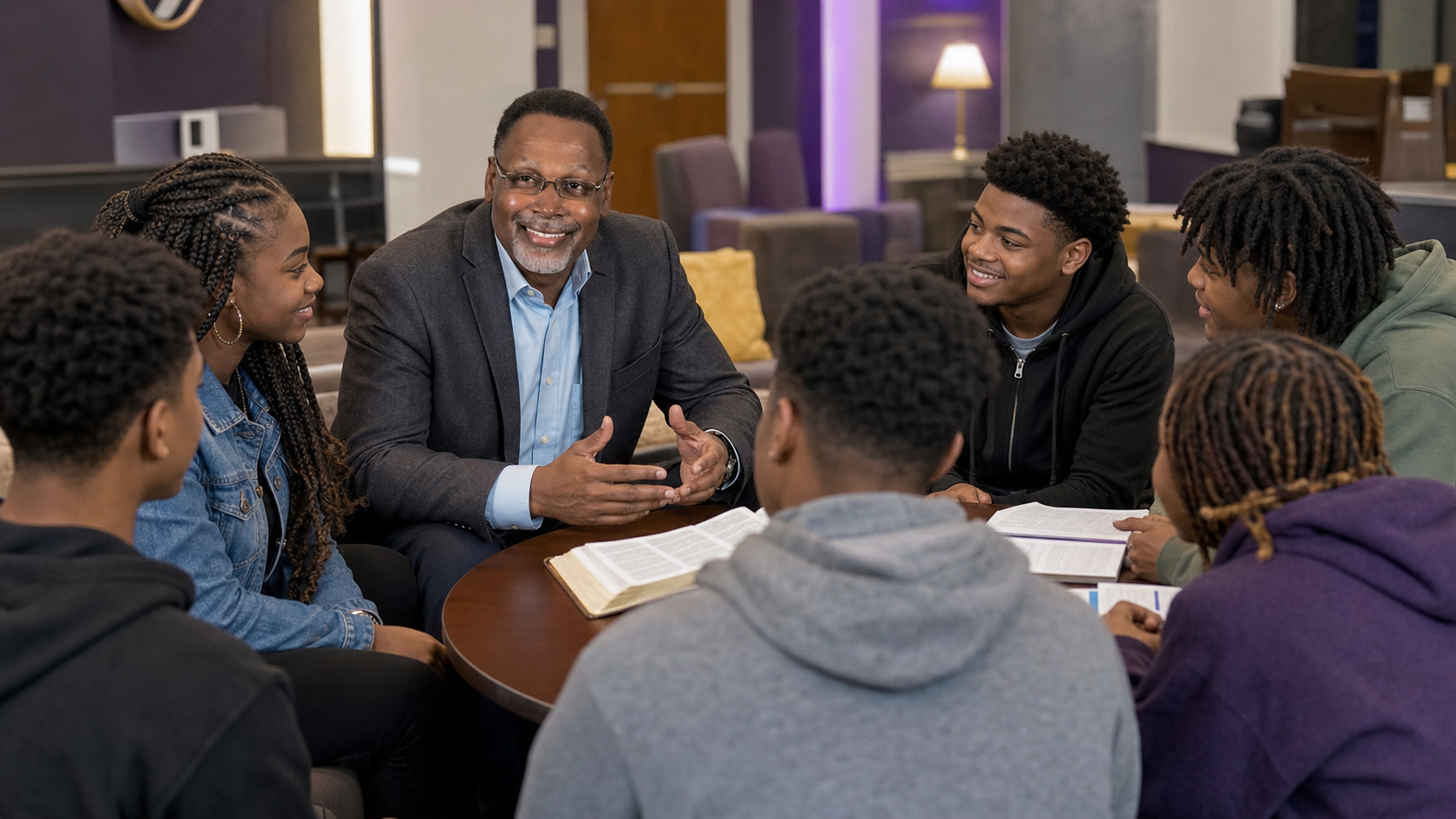 Concept image of Pastor Spurlock mentoring youth